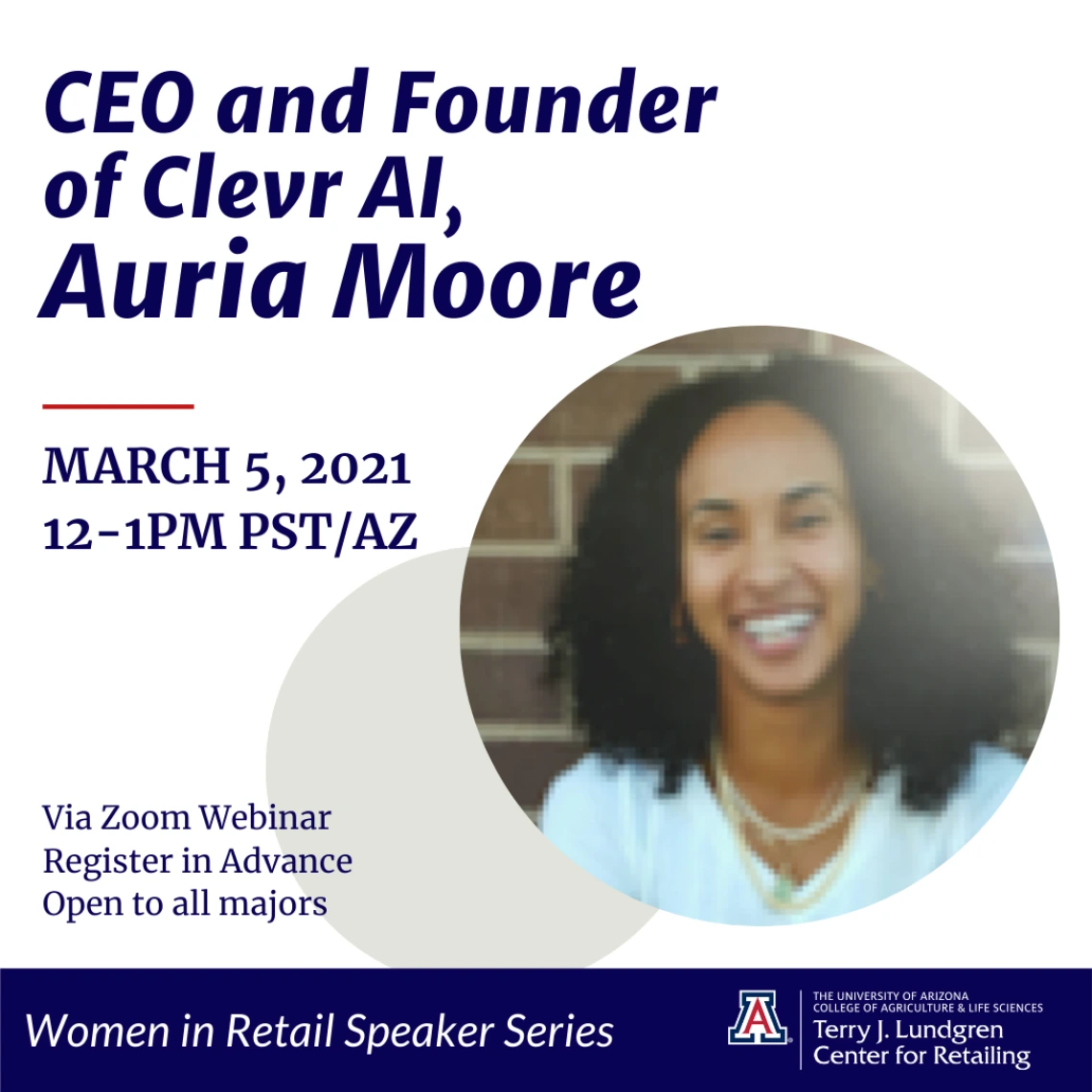 Auria Moore, Founder & CEO Clevr AI Flyer for Auria Moore, Founder & CEO Clevr AI