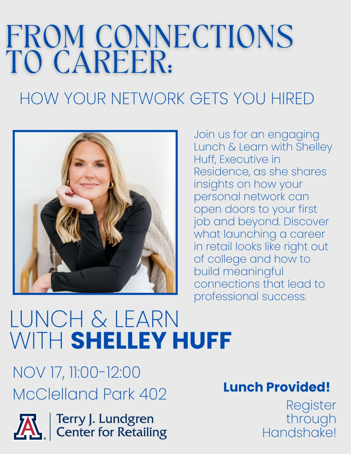 Shelley Huff Headshot & Event Details