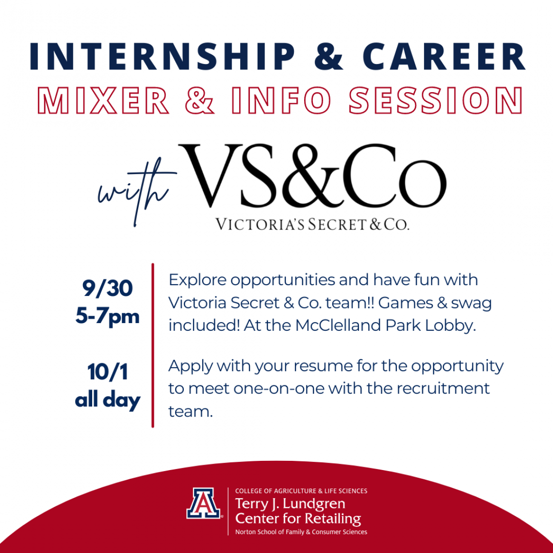Internship & Career Mixer and Info Session with Victoria Secret Flyer